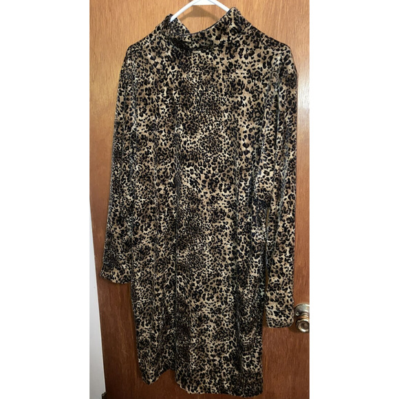 Cinema Etoile Robe Women Large Leopard Print Velour Velvet Maxi House Dress Vtg - Picture 2 of 5